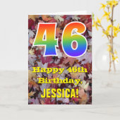 Carte 46e anniversaire; feuilles d'automne rustiques; ar (Fleur jaune)