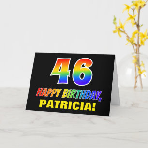 Carte 46e Anniversaire : Gras, Amusant, Simple, Arc-en-c
