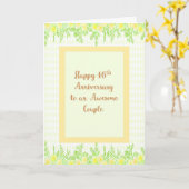 Carte 46e Anniversaire, Jaune avec Bordures Floral (Fleur jaune)