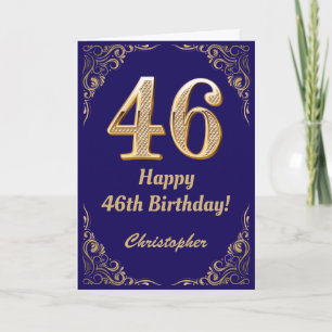Carte 46e anniversaire Marine Parties scintillant bleu e