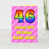 Carte 46e anniversaire : Pink Stripes & Hearts, Arc en c (Devant)