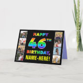 Carte 46e anniversaire : Rainbow Text, Custom Photos & N (Devant)