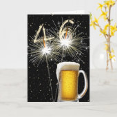 Carte 46e anniversaire Sparklers avec Beer Mug (Fleur jaune)