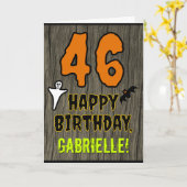 Carte 46e anniversaire : Thème d'Halloween Éffrayant, No (Fleur jaune)