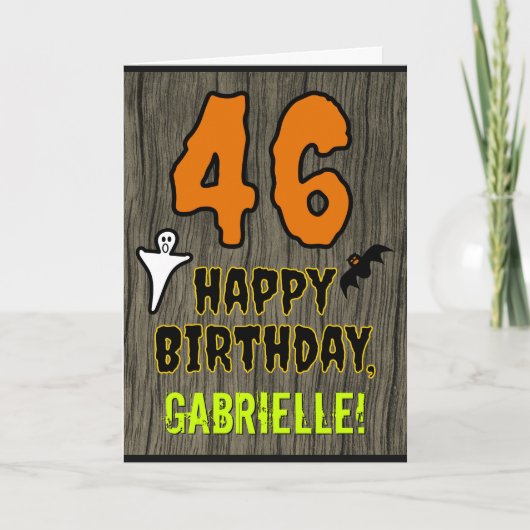 Carte 46e Anniversaire : Thème effrayant d'Halloween, no (Devant)