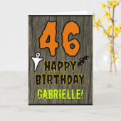 Carte 46e Anniversaire : Thème effrayant d'Halloween, no (Fleur jaune)