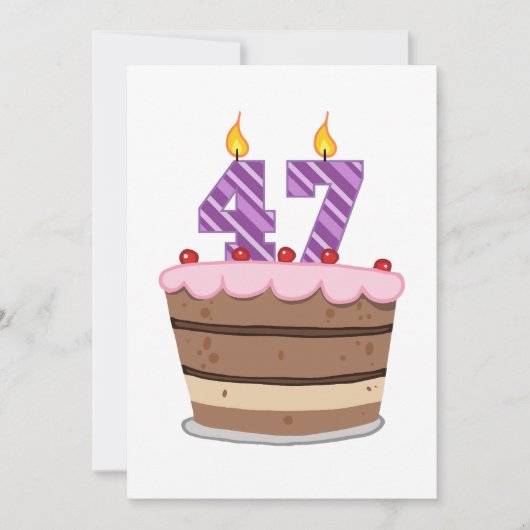 Carte 47 ans sur le gâteau d'anniversaire (Devant)