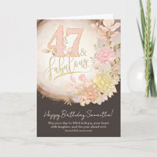 Carte 47 & Merveilleux Floral Photo Anniversaire Personn