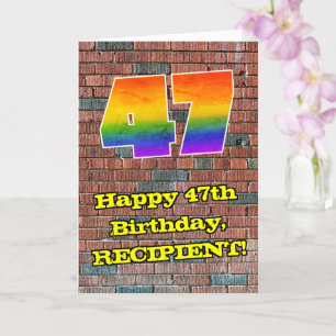 Carte 47e anniversaire : Arc-en-ciel amusant inspiré par