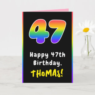 Carte 47e anniversaire : Arc-en-ciel coloré # 47, Nom pe
