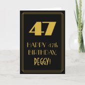 Carte 47e anniversaire - Art Déco Inspiré Look "47" & No (Devant)