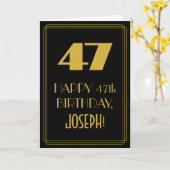Carte 47e anniversaire ~ Art Déco Inspiré Look "47" & No (Fleur jaune)