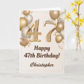 Carte 47e anniversaire Ballons d'or et Confetti Annivers (Fleur jaune)