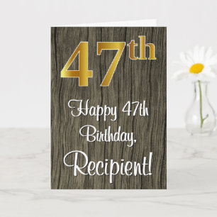 Carte 47e anniversaire : Elégant look d'or Faux #, Faux