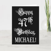 Carte 47e anniversaire : Fancy, Elegant Script + Nom per (Devant)