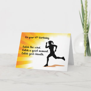 Carte 47e anniversaire femme courir Arrière - plan Sunbu