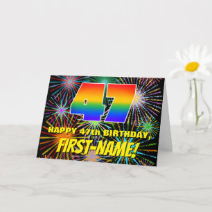 Carte 47e anniversaire : Feu d'artifice festif amusant e