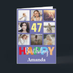 Carte 47e anniversaire heureux Collage photo moderne<br><div class="desc">47th Happy Birthday Photo Collage Carte moderne avec nom personnalisé. Pour plus de personnalisation,  cliquez sur le bouton "Customiser" et utilisez notre outil de conception pour modifier ce modèle.</div>