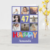 Carte 47e anniversaire heureux Collage photo moderne (Fleur jaune)