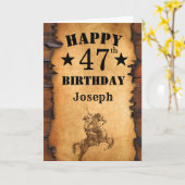 Carte 47e anniversaire Pays rustique Western Cowboy Hors (Fleur jaune)