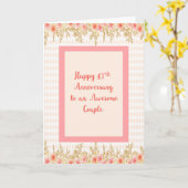 Carte 47e anniversaire, pêche avec bordures floral (Fleur jaune)