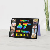 Carte 47e anniversaire : Rainbow Text, Custom Photos & N (Devant)