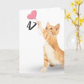 Carte 47e anniversaire tabby chat avec ballon cardiaque (Fleur jaune)