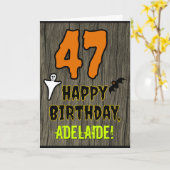 Carte 47e anniversaire : Thème d'Halloween Éffrayant, No (Fleur jaune)