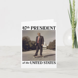 Carte 47ème Président Donald Trump sur skateboard