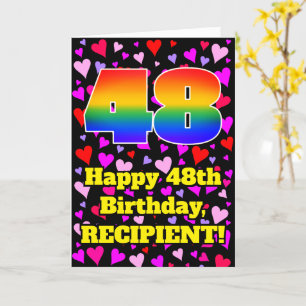 Carte 48e anniversaire : Amour Hearts Motif, Arc en ciel