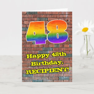 Carte 48e anniversaire : Arc-en-ciel amusant inspiré par