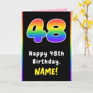 Carte 48e anniversaire : Arc-en-ciel coloré # 48, Nom pe