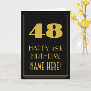Carte 48e anniversaire - Art Déco Inspiré Look "48" & No