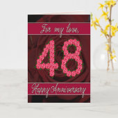 carte 48e anniversaire avec roses et feuilles (Fleur jaune)