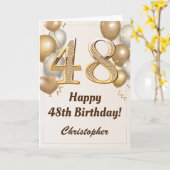 Carte 48e anniversaire Ballons d'or et Confetti Annivers (Fleur jaune)
