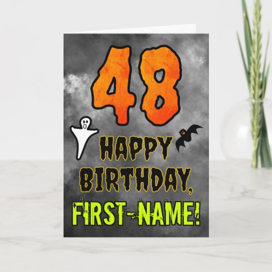 Carte 48e anniversaire : Eerie Halloween Thème + Nom per (Devant)