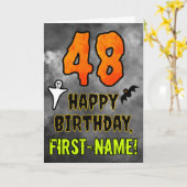 Carte 48e anniversaire : Eerie Halloween Thème + Nom per (Fleur jaune)