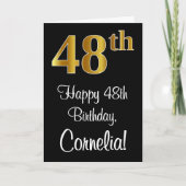 Carte 48e anniversaire ~ Elégant Luxueux Faux Gold Look  (Devant)