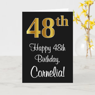 Carte 48e anniversaire ~ Elégant Luxueux Faux Gold Look 