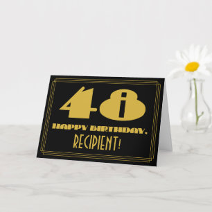 Carte 48e anniversaire : Nom + Art Déco Inspiré Look "48