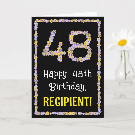 Carte 48e Anniversaire : Nombre de fleurs florales, nom  (Petite plante)