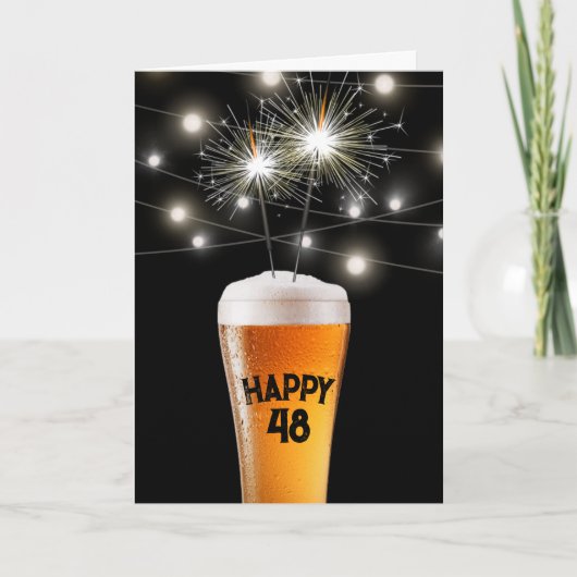 Carte 48e anniversaire Sparkler en verre de bière (Devant)