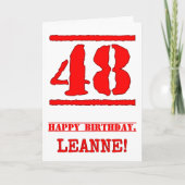 Carte 48e Birthday : Fun, Red Rubber Stamp Inspecred Loo (Devant)