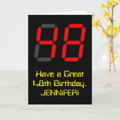 Carte 48ème anniversaire : Rouge Digital Horloge Style " (Fleur jaune)