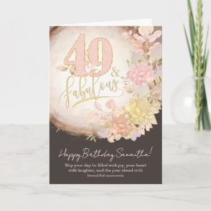 Carte 49 ans et Fabuleux Fleurs Photo Anniversaire Perso