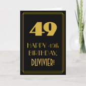 Carte 49e anniversaire - Art Déco Inspiré Look "49" & No (Devant)
