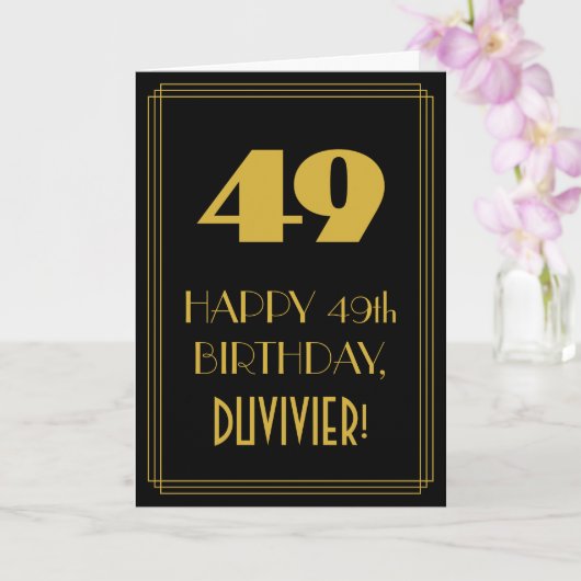 Carte 49e anniversaire - Art Déco Inspiré Look "49" & No (Orchidée)