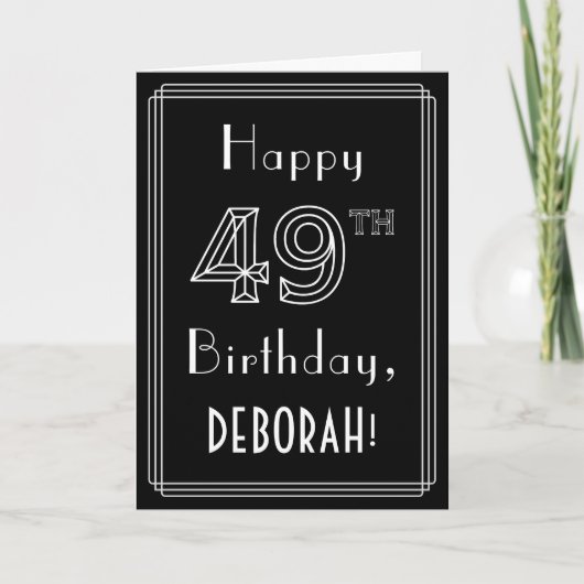 Carte 49e anniversaire : Art Déco Style # 49 & Nom perso (Devant)