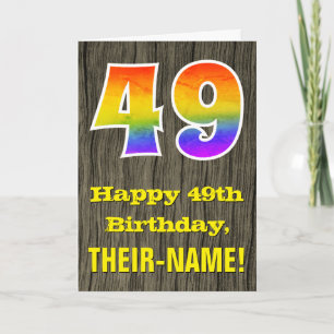 Carte 49e Anniversaire : Aspect Bois Rustique Faux, "49"