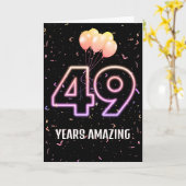 Carte 49e anniversaire Ballons et Confetti (Fleur jaune)